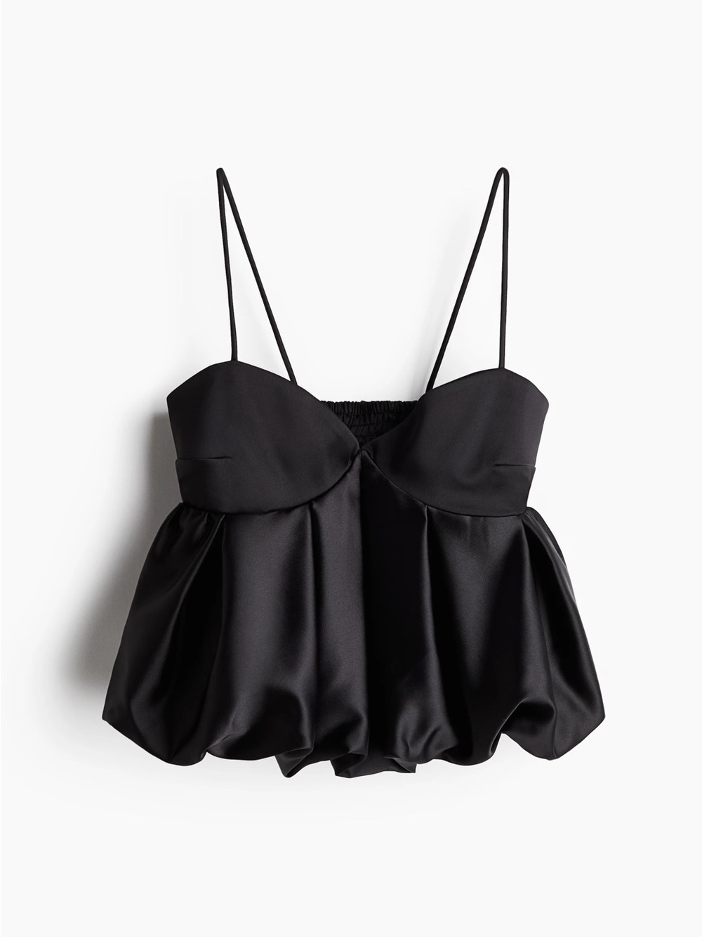 H&M Black Satin Bubble-Hem Camisole